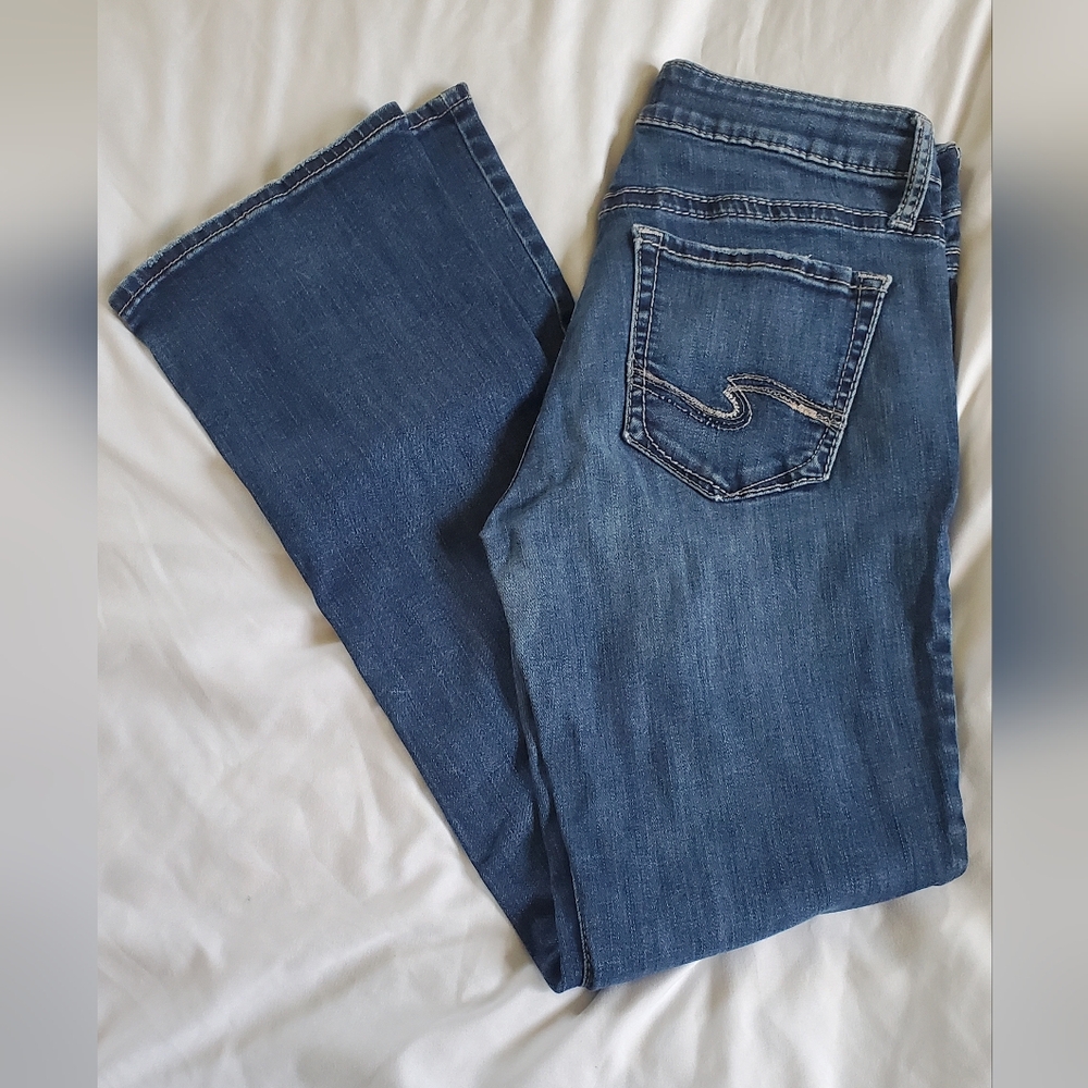 Silver Jeans Suki Distresses Dark Blue Slim Boot Denim Jeans W27/L31